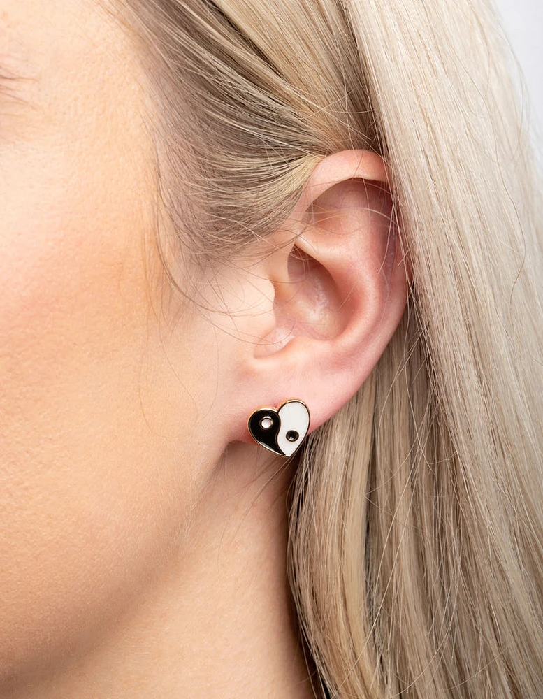 Black & White Yin Yang Necklace & Stud Earrings