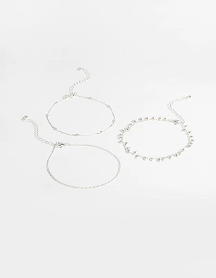 Silver Plated Dainty Anklet Pack