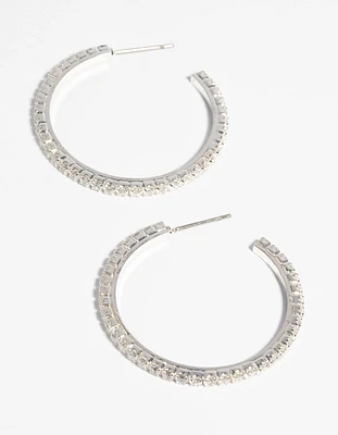 Silver Cubic Zirconia Hoop Earrings