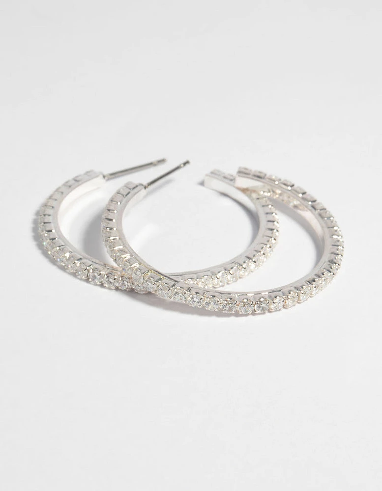 Silver Cubic Zirconia Hoop Earrings