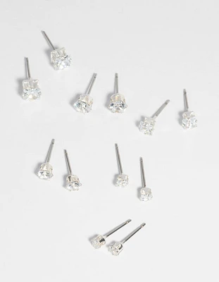 Silver Cubic Zirconia Earring 6-Pack