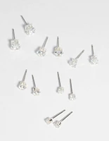 Silver Cubic Zirconia Earring 6-Pack