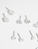 Silver Cubic Zirconia Earring 6-Pack