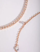 Rose Gold Cubic Zirconia Tennis Anklet