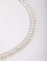 Silver Cubic Zirconia Layered Anklet