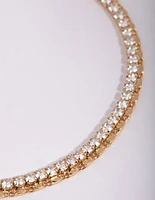 Gold Cubic Zirconia Tennis Anklet