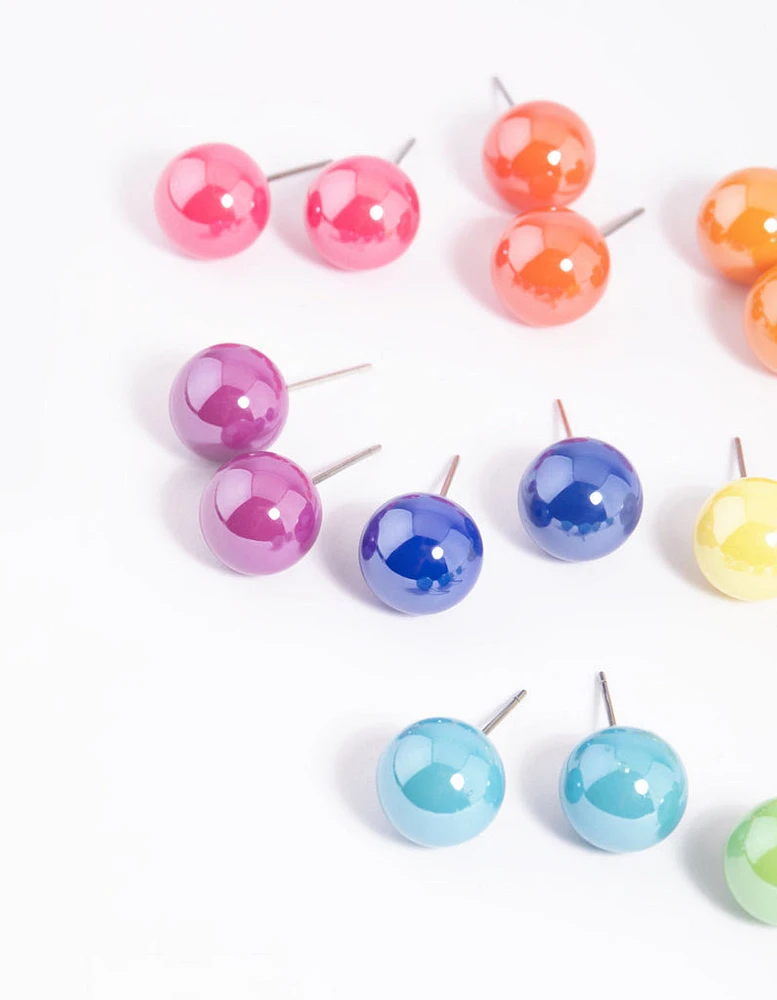 Colourful Ball Stud Earring 8-Pack