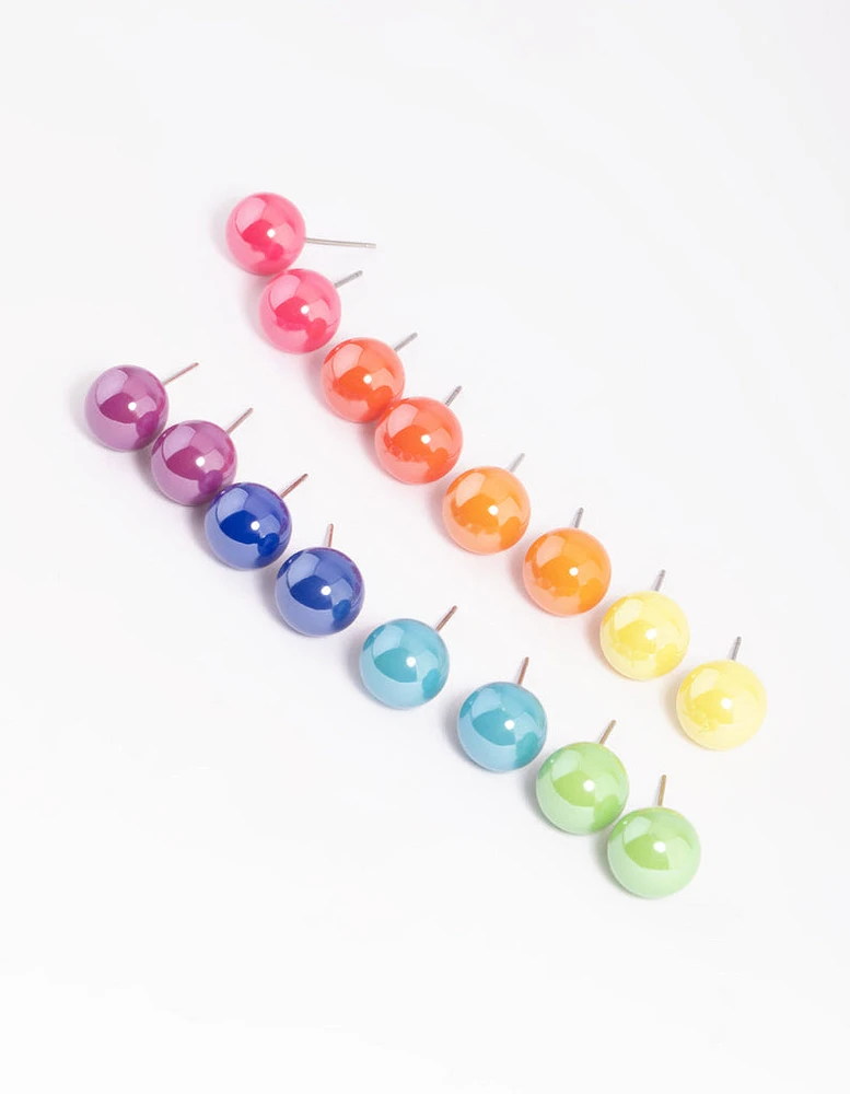 Colourful Ball Stud Earring 8-Pack