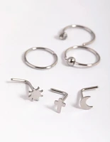 Surgical Steel Moon & Cross Nose Studs