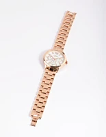 Rose Gold Coloured Marble Diamante Watch
