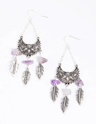 Amethyst Fan Drop Earrings