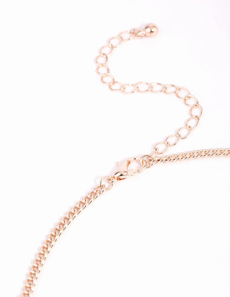 Rose Gold Clear Quartz Cage Necklace