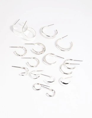 Silver Simple Hoop Earring 8-Pack