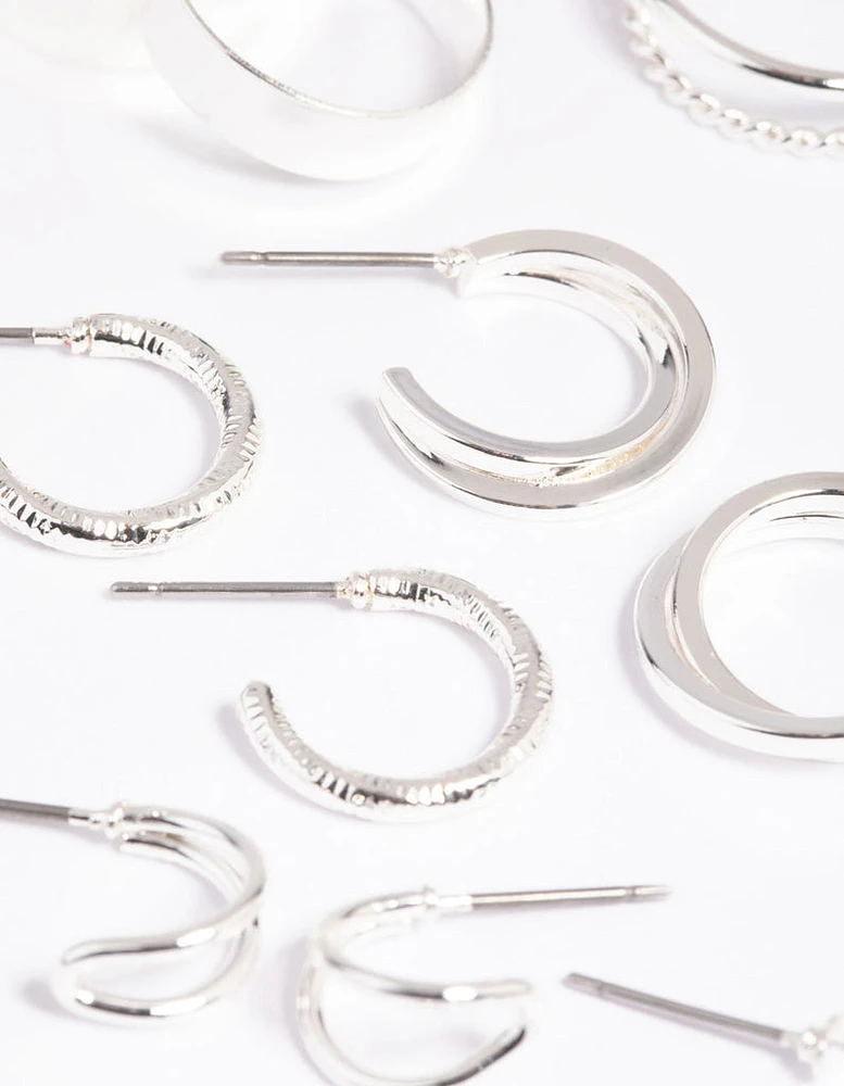 Silver Simple Hoop Earring 8-Pack