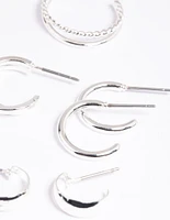 Silver Simple Hoop Earring 8-Pack