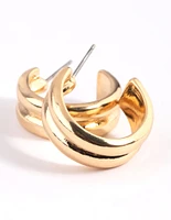 Gold Plated Line Detail Hoop Earrings