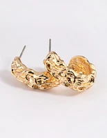 Gold Plated Molten Hoop Earrings