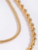 Gold Plated Twisted Snake Chain Necklace