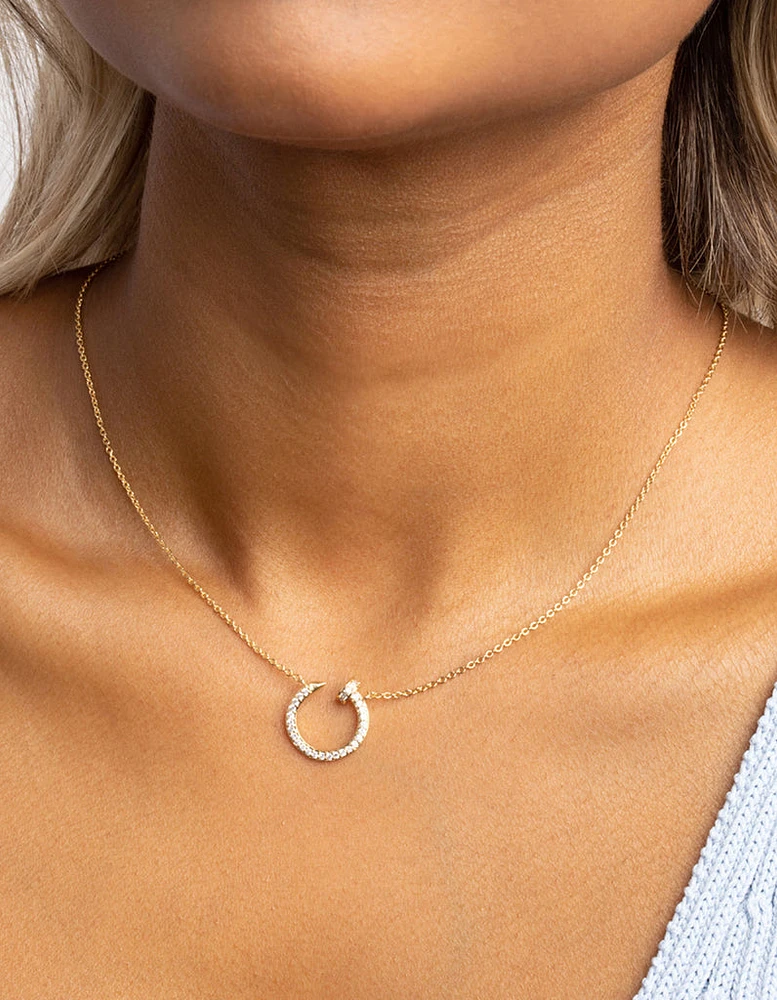 Gold Plated Cubic Zirconia Circle Necklace