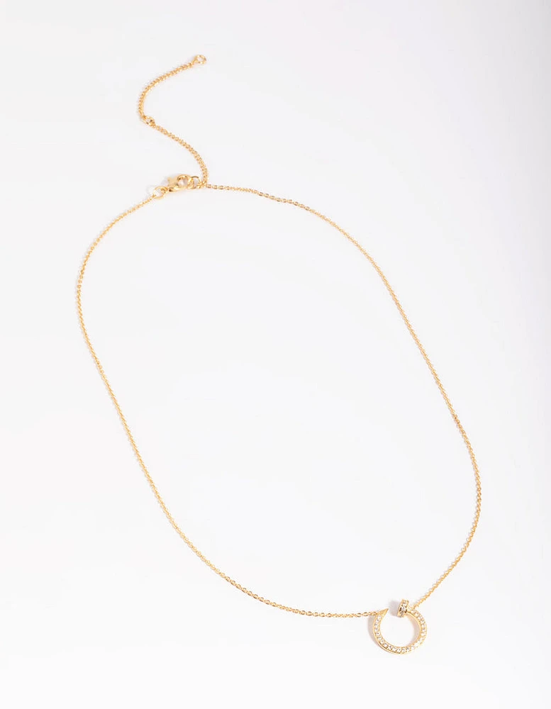 Gold Plated Cubic Zirconia Circle Necklace