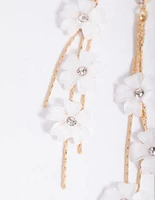 Gold Floating Flower Drop Earrings