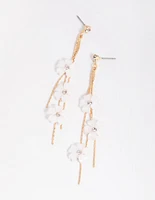 Gold Floating Flower Drop Earrings