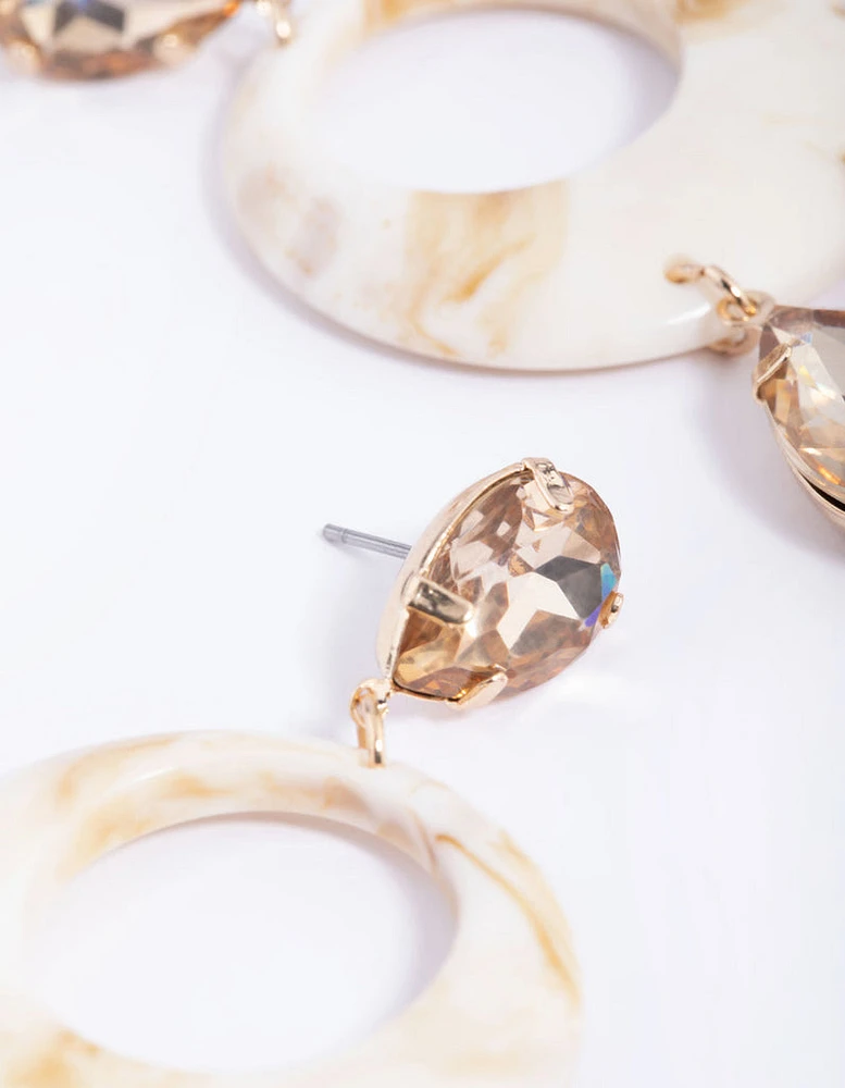 Tortoiseshell Diamante Drop Earrings