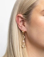 Gold Plated Semi-Precious Celestial Drop Earrings