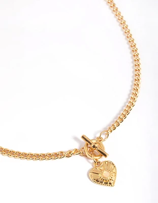 Gold Plated Heart Fob Necklace