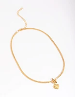 Gold Plated Heart Fob Necklace