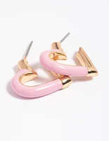 Pink Heart Hoop Earrings