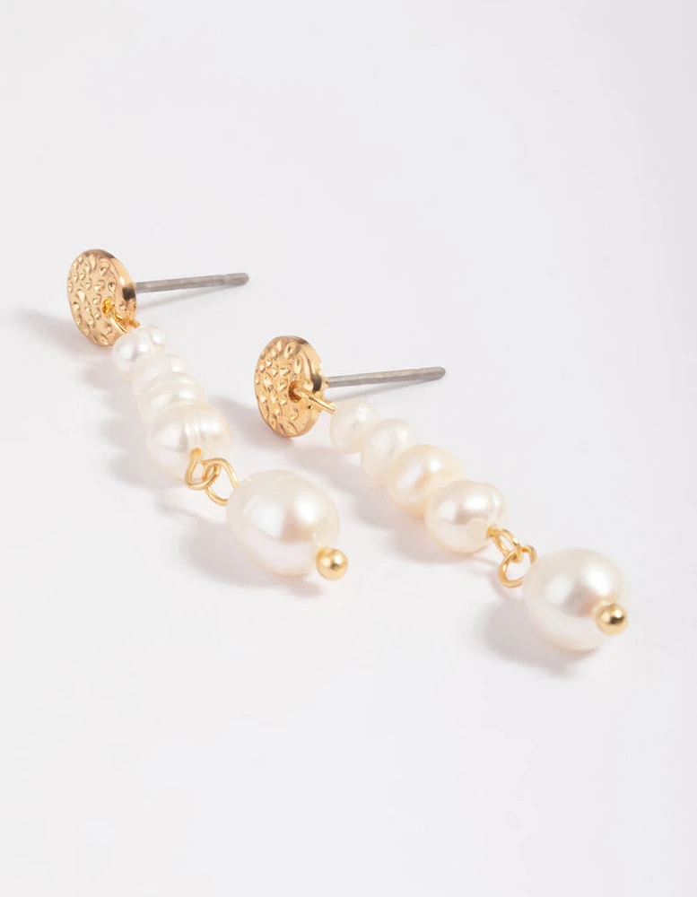 Gold Plated Freshwater Pearl Drop Earrings