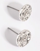 Antique Silver Etched Stud Earrings