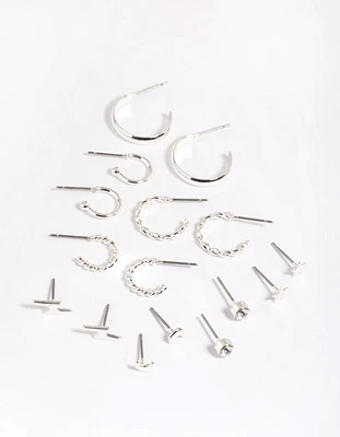 Silver Celestial Stud & Hoop Earring 8-Pack