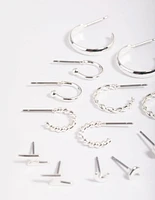 Silver Celestial Stud & Hoop Earring 8-Pack