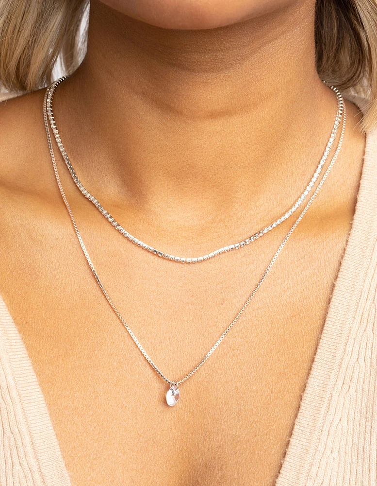 Rose Gold Diamante Layered Necklace