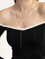 Rose Gold Dainty Chain Lariat Necklace