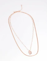 Rose Gold Rectangular Layered Necklace