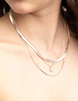 Rose Gold Cubic Zirconia Snake Chain Necklace