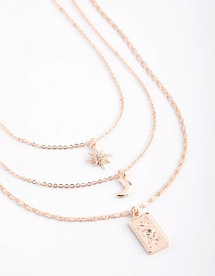 Rose Gold Moon Layered Necklace