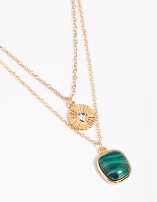 Gold Disc Layered Necklace