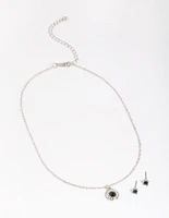 Rhodium Diamante Necklace & Earrings Set