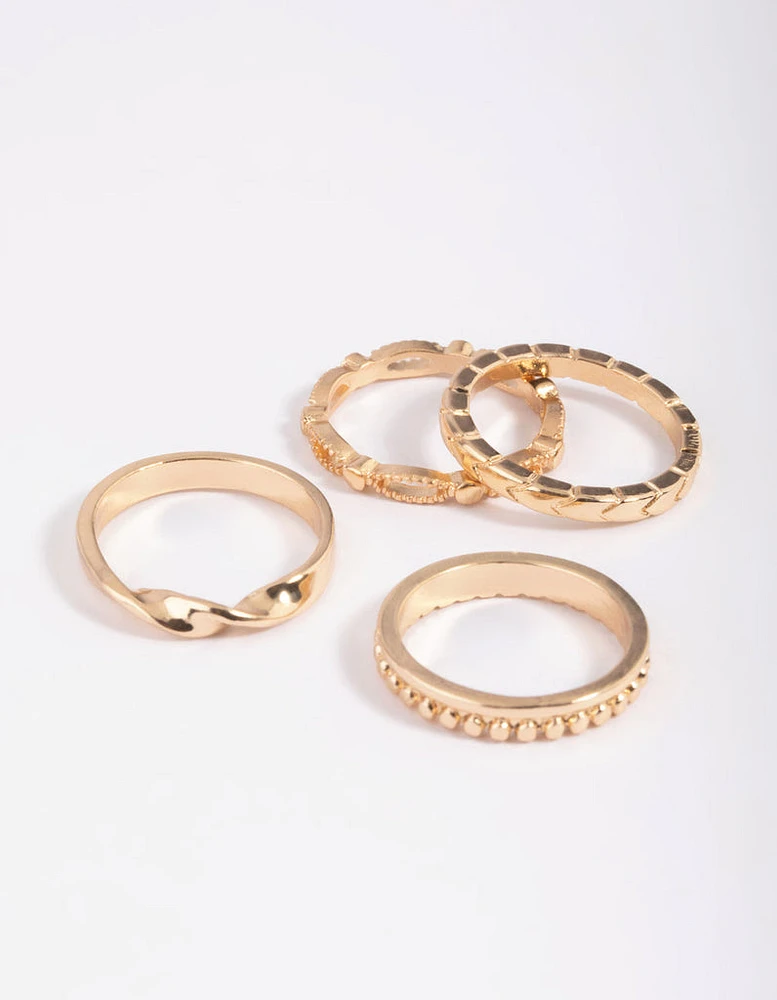 Gold Textured Ring Stack 5-Pack