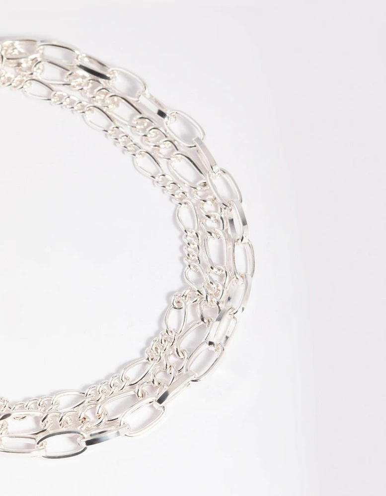 Silver Triple Chain Anklet