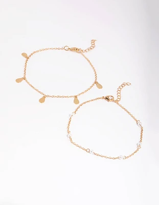 Gold Pearl & Pear Anklet
