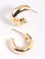 Gold Chubby Huggie Hoop Earrings