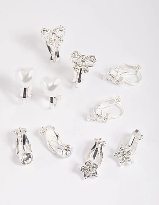 Kids Diamante Butterfly Clip-On Earring 5-Pack