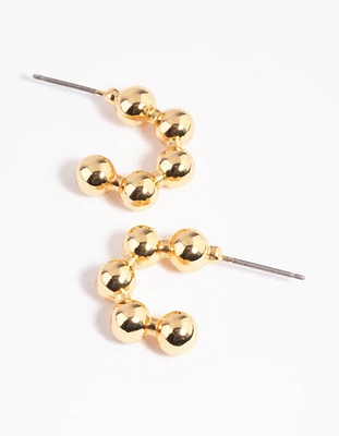 Gold Plated Ball Hoop Earrings