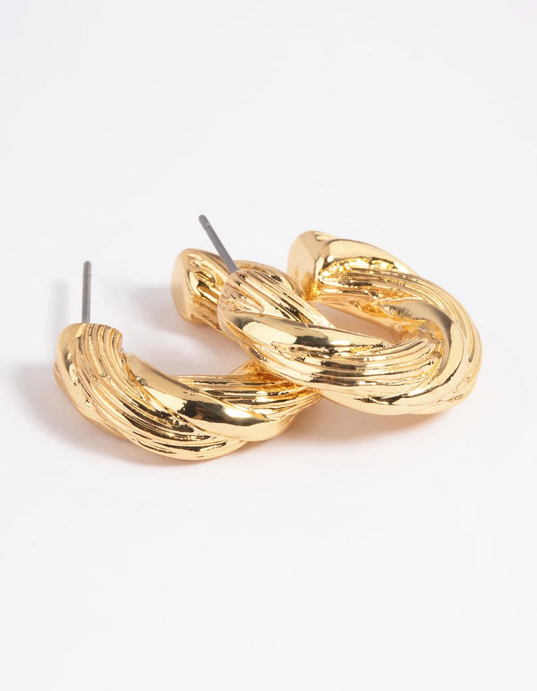 Gold Plated Chunky Swirl Hoop Earrings