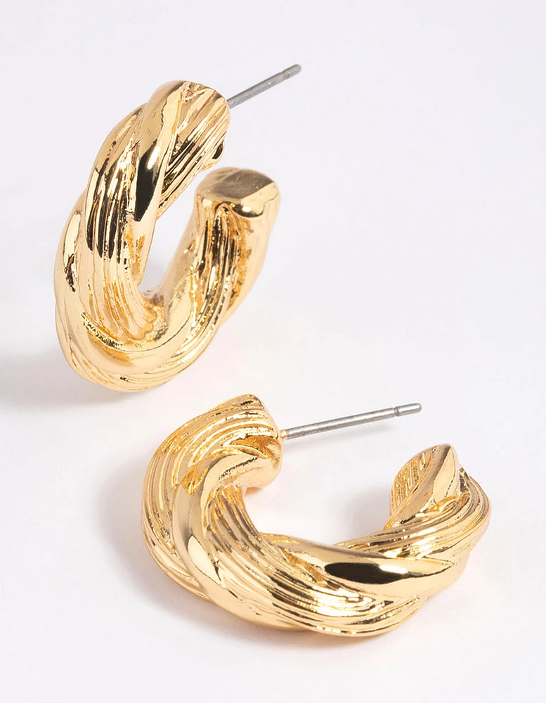 Gold Plated Chunky Swirl Hoop Earrings